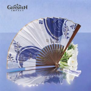 Genshin Impact Kamisato Ayato Series: Elegant Gold-Stamped Silk Folding Fan